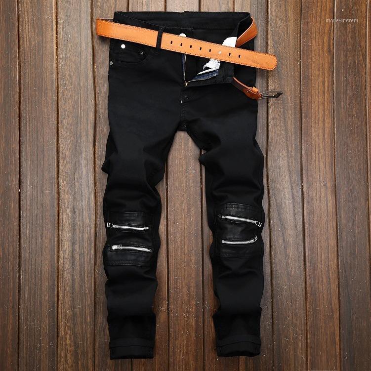 

2020 New Autumn Winter Men Hip Hop Jeans Denim Pants Motorcycle Design Fashion Plus Size Zipper Casual Masculina Men's Jeans1, Black