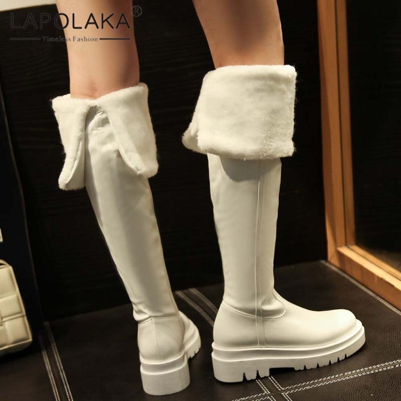 

2021 New Design Add Fur Warm Winter Boots Women Shoes Skidproof Comfy Concise Fashion Trendy Snow Boots Female, Black