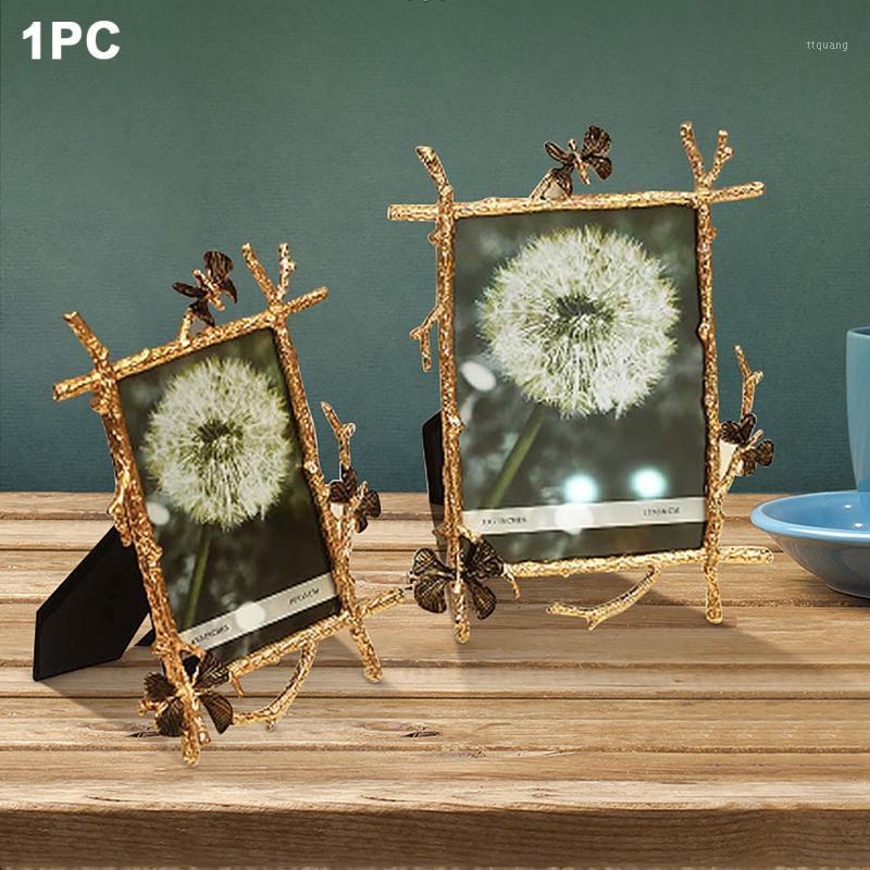 

Nightstand Anniversary Office Golden Home Decor Photo Frame Vintage Butterfly Free Standing Birthday Gift Desktop Aluminum Alloy1