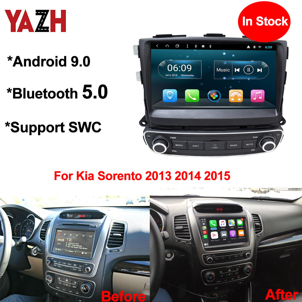 

YAZH Android 9.0 Pie 9.0" IPS Screen Car DVD Unit Player For Kia Sorento 2013 2014 2015 Auto Radio With 1024*600 HD Display Monitor