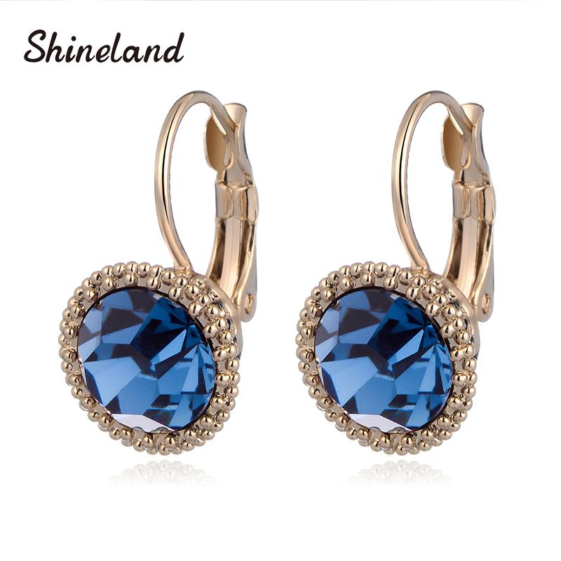 

Stud Shineland 3 Colors Crystal Earrings 2021 Fashion Party Wedding Clip On Female Jewelry For Women