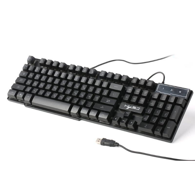 

104 Keys Non Slip ABS Adjustable Brightness Cool Home USB Port With Backlit English Russian Mechanical Feeling Gaming Keyboard