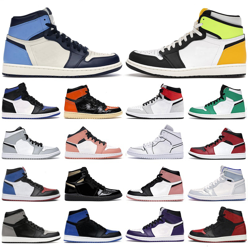 

New men basketball shoes 1s high OG 1 Volt Gold Chicago Obsidian Bred Dark Mocha Lucky Green Rust Pink mens women trainers sneakers