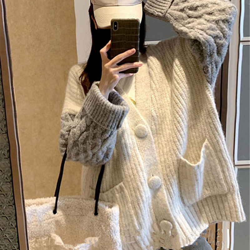 

2021 High quality Women's Blouse Autumn Big Version Feminine Wind Coat Thick Tide Cardigan Mesh 6GHE, Beige