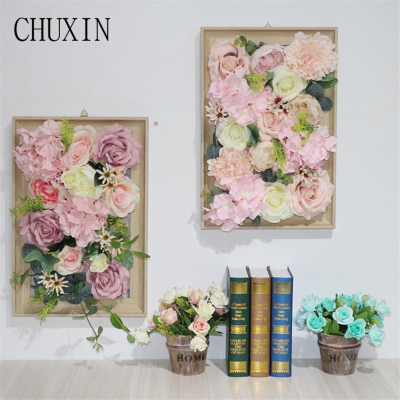 

High quality artificial flower fake silk Photo frame flower wall decoration floral home restaurant wall hanging TV background, 005