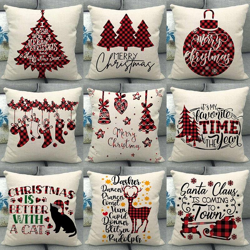 

1Pcs Christmas Red Alphabet Bear Pattern Cotton Linen Throw Cushion Cover Home Sofa Bed Decorative Pillowcase 40673, 2dt-40673-021