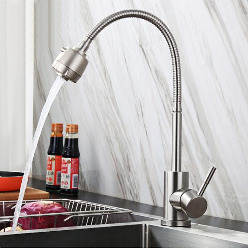 

Kitchen 360 Degree Rotatable Spout Single Handle Basin Faucet Stainless Steel Bathroom Sink Faucet Swivel Spout Cold and Hot Tap