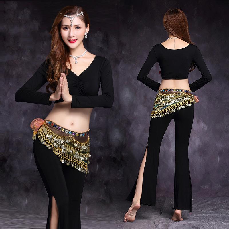 

New Belly Dance Women Two/Three Sets 2020 Black Oriental Dance Wear Yoga Practice Dancing Outfits Bellydance Costume BL2346, Black 2pcs