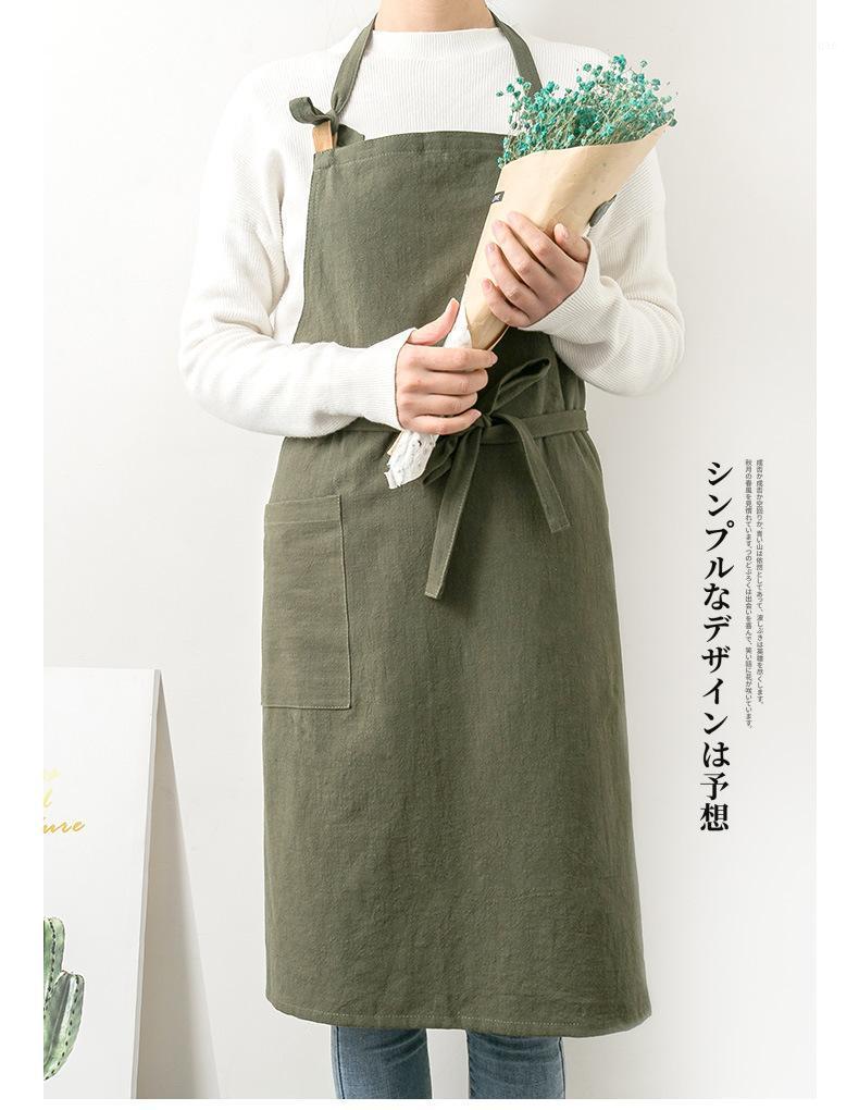 

95x87cm plain color ramie apron adult kitchen clothes gown sleeveless apron1