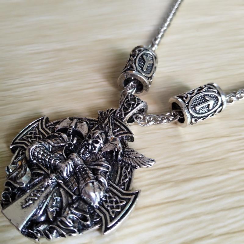 

Norse Odin Symbol Runic Runes Beads Rosova Pendant Viking Necklace Amulet Talisman For Victory Protection Jewelery