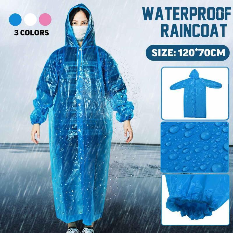 

Men Women Raincoat Waterproof EVA Button Hooded Raincoat Rain Coat Poncho Rainwear Blue Pink White1