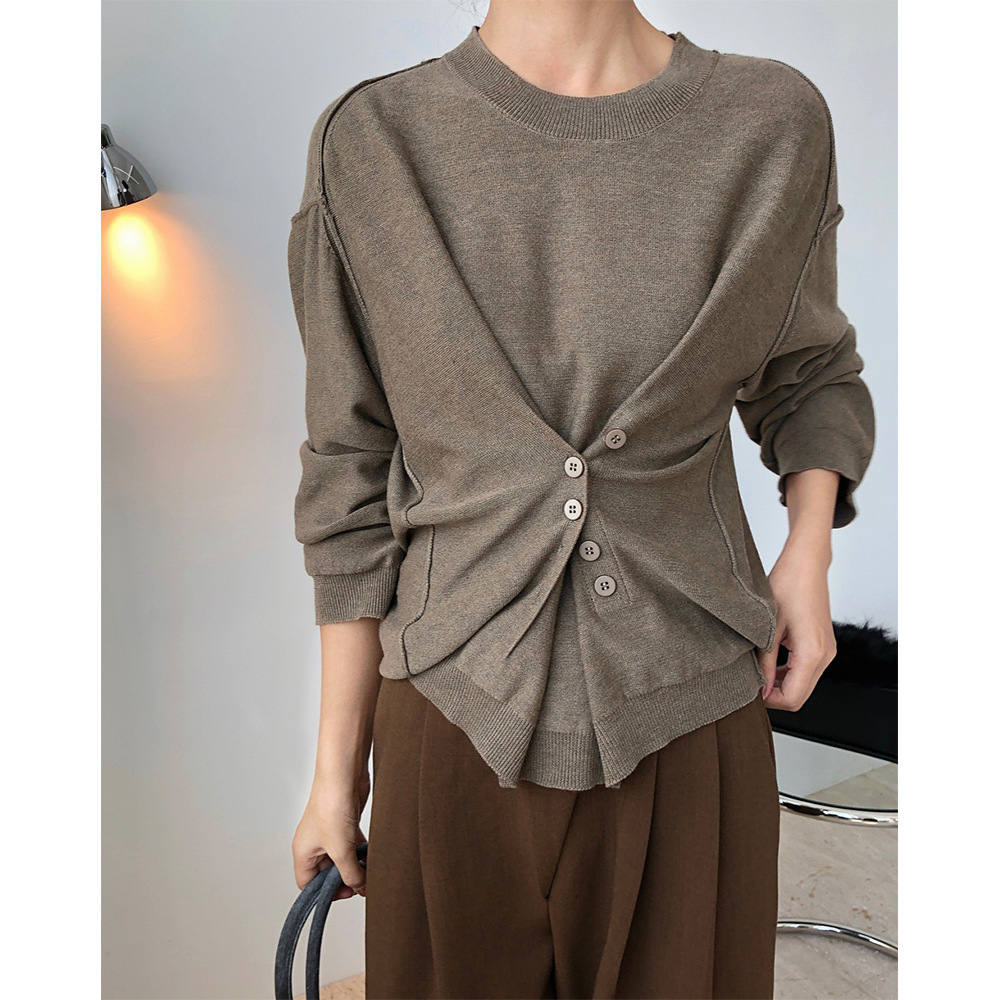 

Autumn 2021 New Winter New French Fashion Knitted Shirt Designer and Fine Versatile Pullover Kpop WIC8