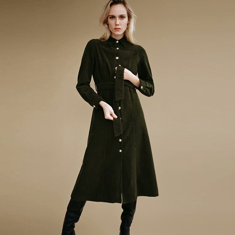 

2021 New Autumn Winter Woolen Women Single-breasted Fashion Blet Ladies Jacket Long Overcoat Female Casual Wool Coat Rqhn
