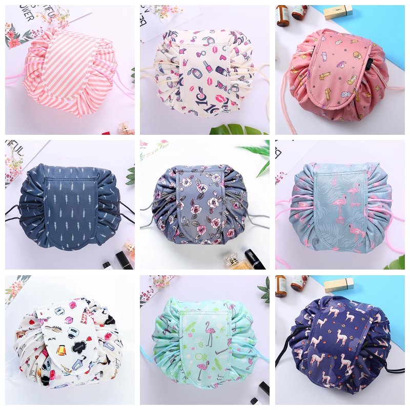 

Women Cosmetic Bag Lazy Drawstring Makeup Bags Bathroom Organizer Travel Artifact Foldable Fashion Storage Pack, A3
