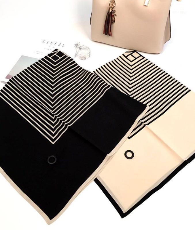 

2020 new arrival spring autumn classic striped 100% pure silk scarf twill hand made roll 90*90 cm shawl wrap for women lady1