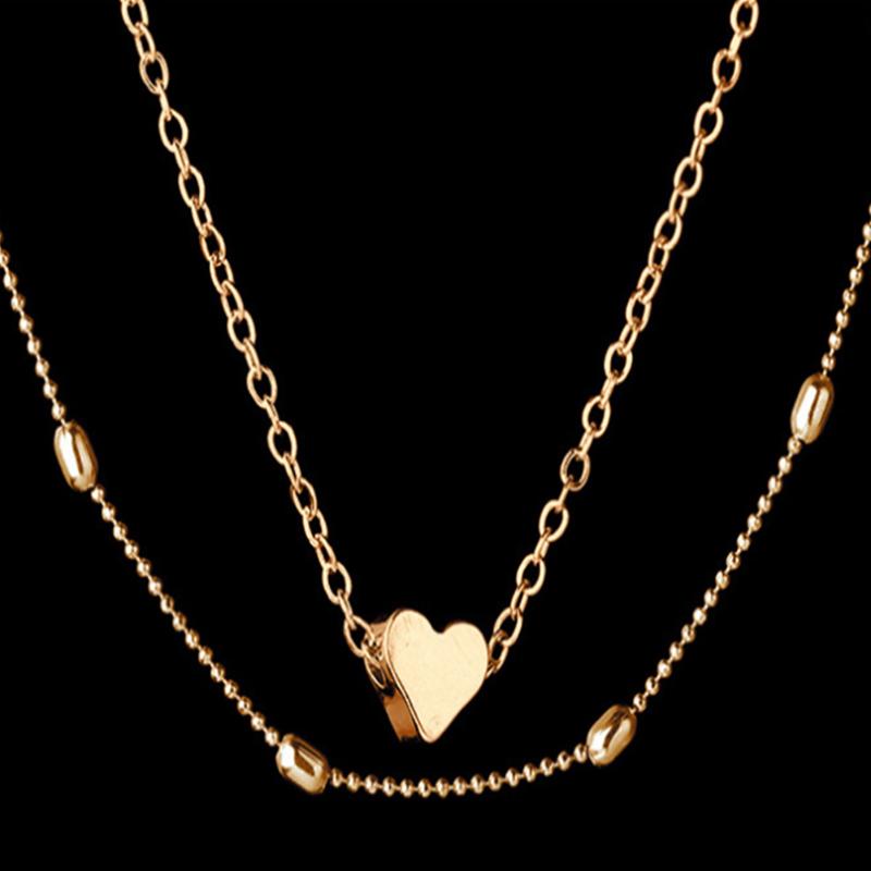 

Jewelry Party Double Layers Metal Birthday Anniversary Heart Pendant Wedding Accessories Gift Women Necklace