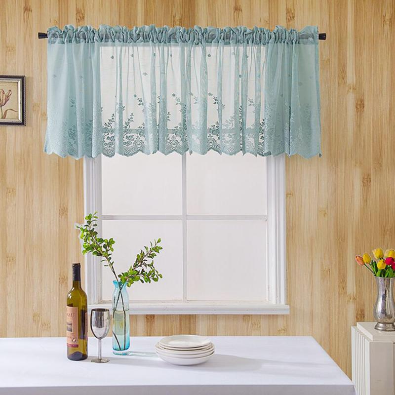 

Pastoral Embroidered Lace Kitchen Bathroom Small Window Valance Curtains Short, Creamy 130x41cm