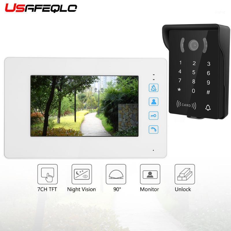 

USAFEQLO 7 Inch Color LCD Video Door Phone Intercom System Door Release Unlock Color Doorbell Camera 700TVL Night Vision1