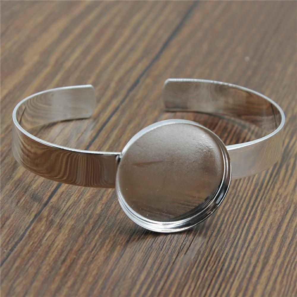 

Wysiwyg Fit 25mm Square Round Glass Cabochon Shiny Silver Color Bangle Base Blank Findings Tray Bezel Setting Cabochon H jlljDW