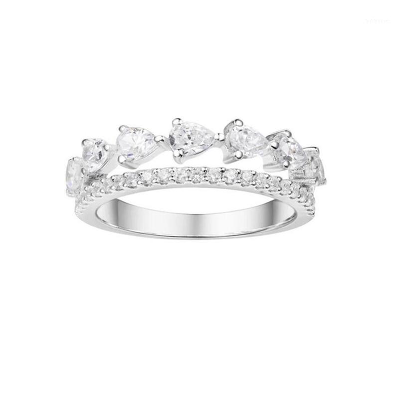 

2020 Fashion White Crystal High Quality Sterling Silver Ring Fashion Simple Individuality Retro Elegant Luxury Romantic Jewelry1