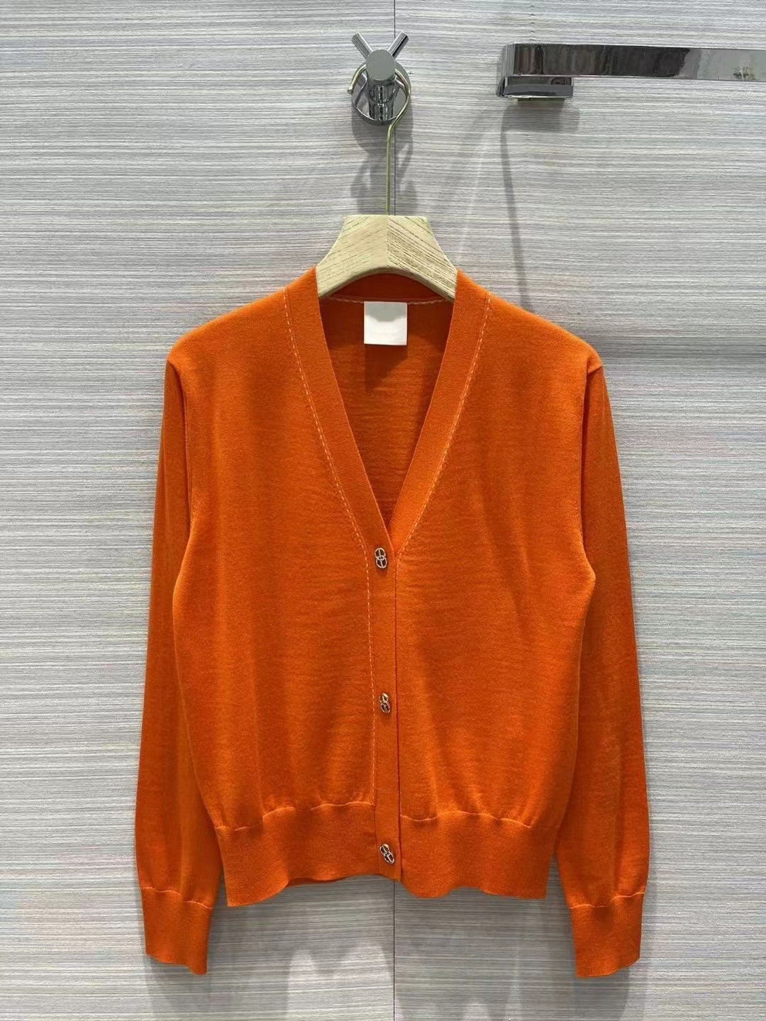 

2022 Spring Summer Milan Runway Sweaters V Neck Long Sleeve Women' Sweaters High End Jacquard Cardigan Designer Sweater 0309-3, Orange