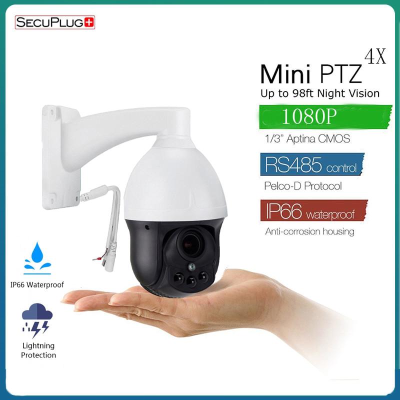 

SecuPlug+ Mini Dome 3 inch PTZ AHD Camera 2MP Full HD 1080P 4X zoom 2.8-12mm auto focus Pan Tilt Rotate Zoom PTZ Camera