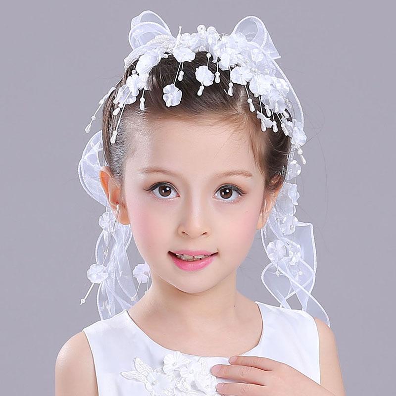 

2020 Fashion irils Pearl Hairpin Wedding Dress Hair Accessories Children' s Outstanding White Bow Headdress Girls RKA183002