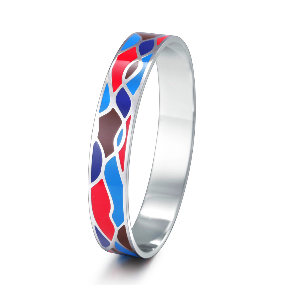 

VAROLE Top Quality 12mm Width Enamel Bracelet Bangles Stainless Steel Bangle for Women Jewelry Bracelet Cuff Bracelets Pulseiras