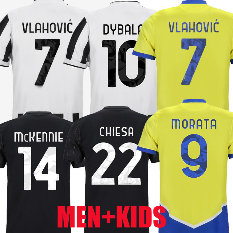 

21 22 VLAHOVIC soccer jersey 2021 2022 KEAN DYBALA MORATA CHIESA McKENNIE LOCATELLI Top football kit shirts chiellini bonucci Kits Men Kids, Black;yellow