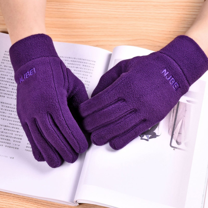 

Female Thick Splice Fleece Breathable Driving Gloves Winter Men Women Warm Letter Outdoor Sport Non-slip Cycling Mitten I34