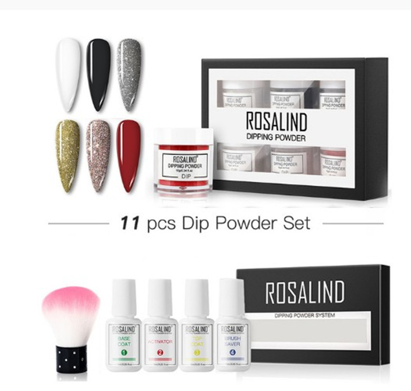 

ROSALIND Dip Powder Set Nail Glitter For Nail Art Decorations atural Dry Without Lamp Cure Sequins For Design Nails Accessories