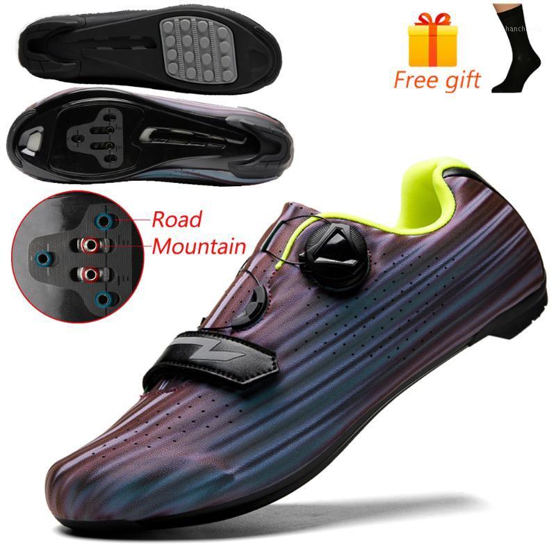 

SPD Road Cycling Shoes Unisex Outdoor Mountain Bike Sneakers Man Light Cushioned Bicycle Shoes MTB Man Professional Sneaker Male1, No lock colorfulblue