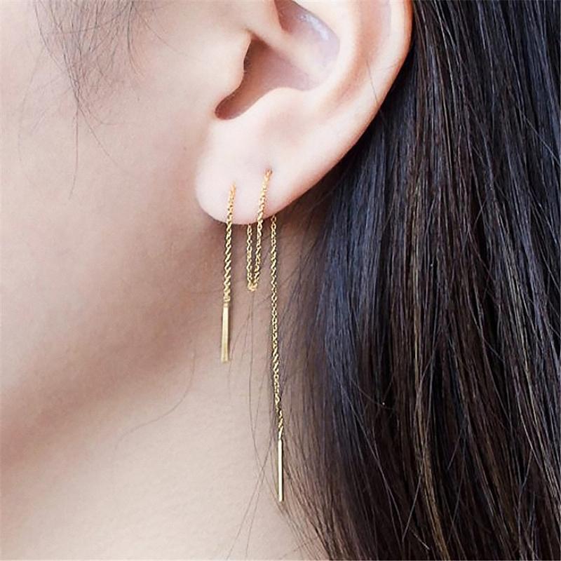 

Dangle & Chandelier Minimalist Short Ear Line Earrings For Women Rose White Gold Color Design Valentine's Day Present Fashion Jewelry E236