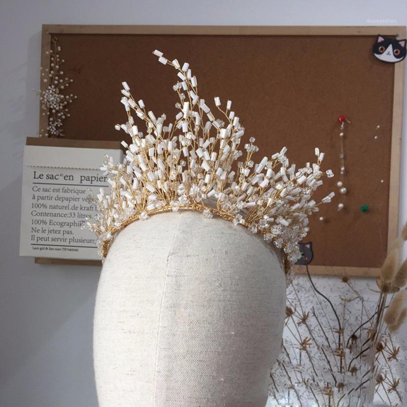 

Trendy Full Crystal Beads Tiara Big Crown For Wedding Bride Queen Headpiece Crown Wedding Bridal Hair Accessories1
