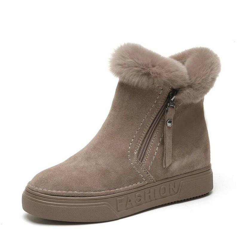 

Women Winter Ankle Boots Female Zipper Flock Platform Snow Boot Ladies Plush Sneakers Casual Flat Shoes Woman Footwear Drop Ship, Black