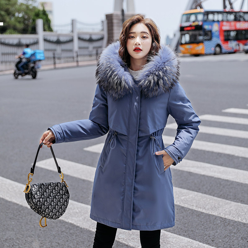 

Winter 2021 New Long Hairy Woman's Jacket Style Woman Streetwear Clothes G1bu 0FSJ, Haze blue