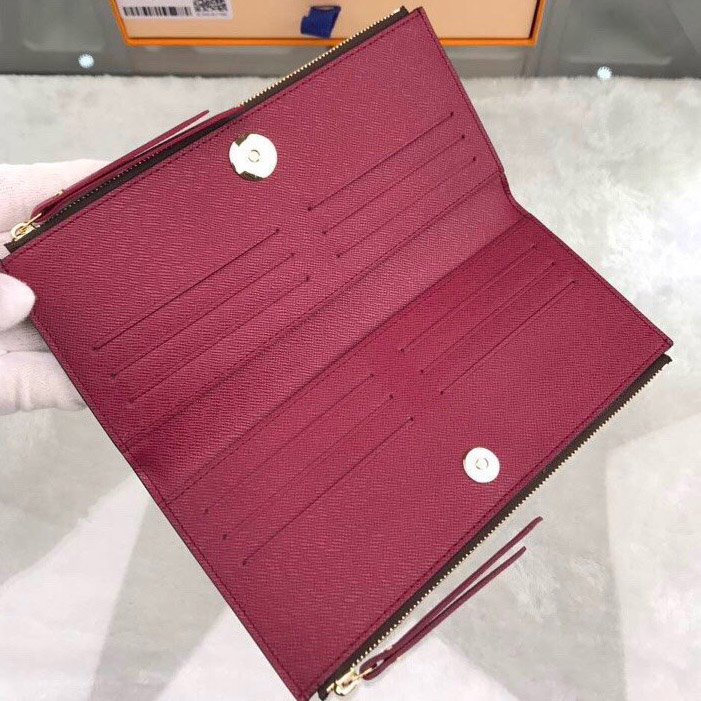

Classic Double zipper long wallets bags for women card holders for ladies real leather pvc shoulder bag wallet for woman 21.5x10cm, With box