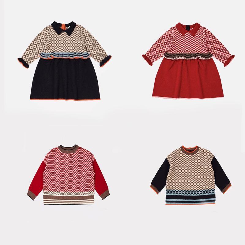 

2020 autumn and winter new wool blend knit super beautiful flying sleeve lace girl dress girls winter dress1