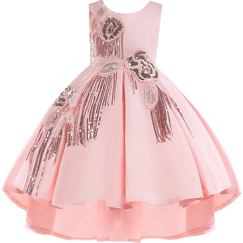 

Girl's Dresses Summer Sequins Flower Girl Dress For Party And Wedding Kids Girls Princess Birthday Kds Clothes, Red;yellow