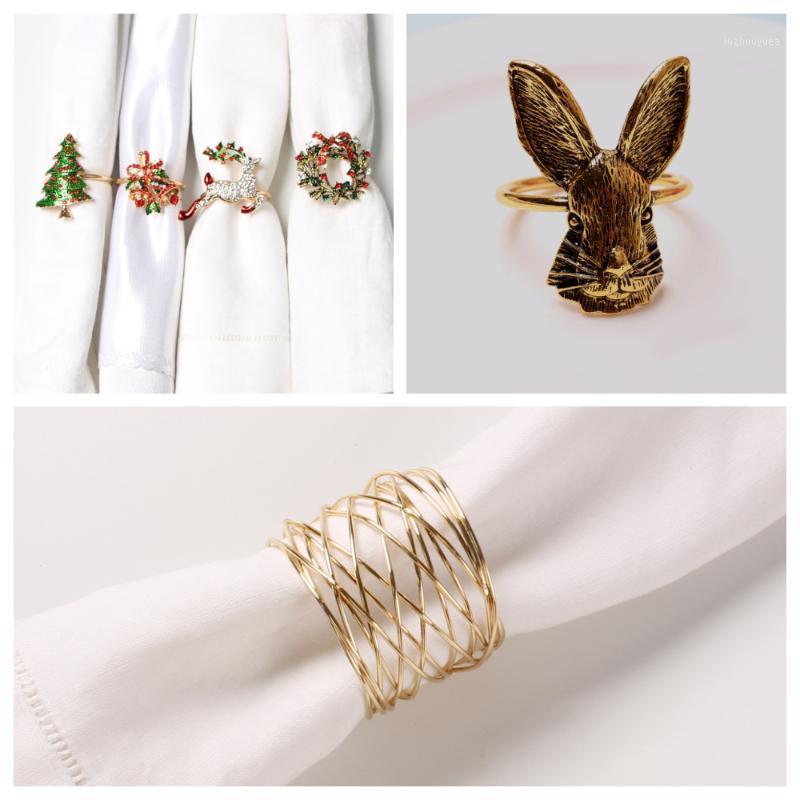 

Wedding Napkin Ring, Gold Serviette Buckle Holder Napkin Rings Easter Ears Christmas for Casual Formal Home1