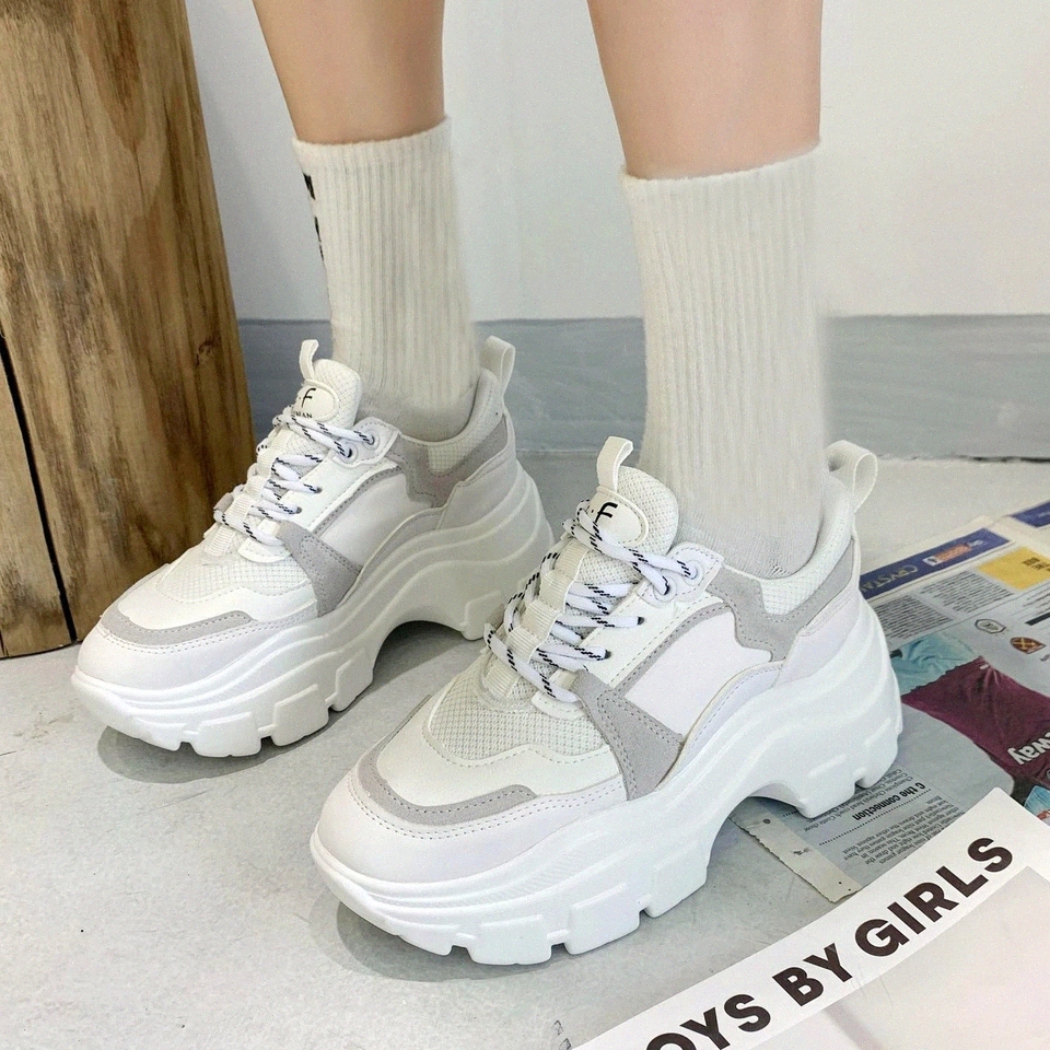 

Rimocy Breathable Mesh Chunky Sneakers Women 2020 Woman Casual Lace Up Platform Vulcanized Shoes White Thick Bottom Shoes Ladies #EZ8f