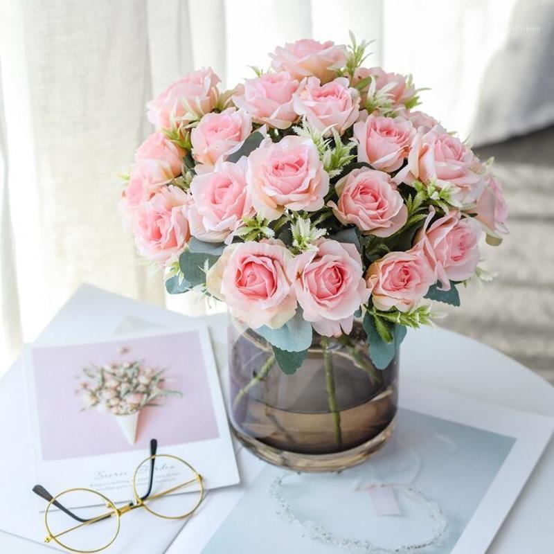 

Pink Artificial Flowers Silk White Rose Bouquet Wedding Home Decor Pampas Spring New Year Decorations 2021 Beautiful Fake Flower1, Blue