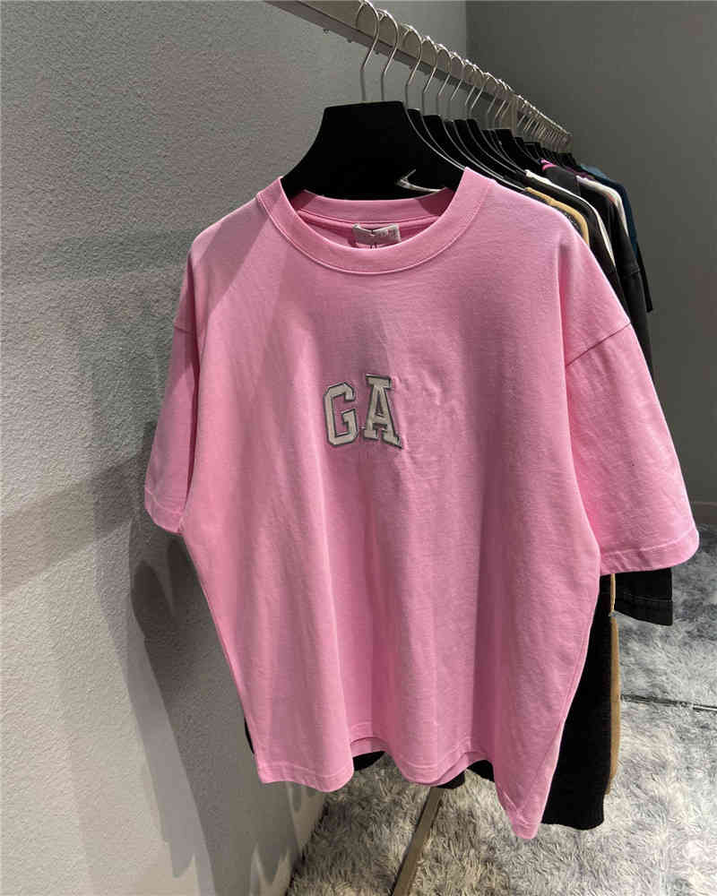 

Men's Hoodies & Sweatshirts 21ss spring and summer gay embroidered letter printing ins fashion couple Paris Casual Short Sleeve T-Shirt WNEG, Pink