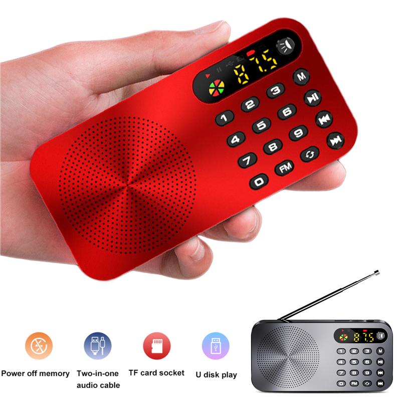 

Mini Radio Portable FM Receiver Support U Disk TF Card Headphone Play 3600mAh Rechargeable Battery with LED Display LED Light