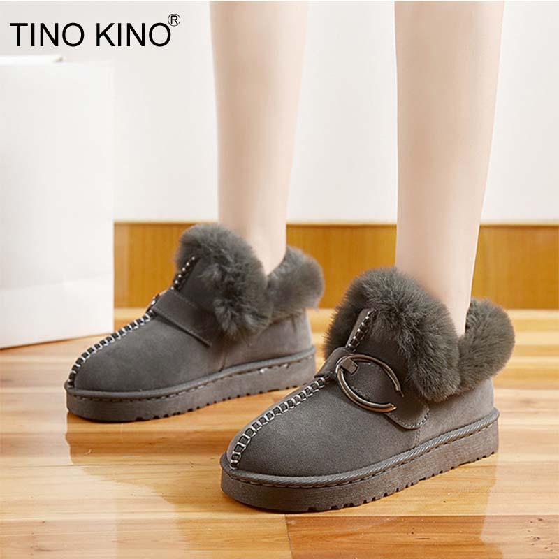 

Women Snow Boots Ladies Shoes Winter Slip On Platform Ankle Boots Shoes Female Warm Plush Flat Footwear Outdoor New Woman, Khaki