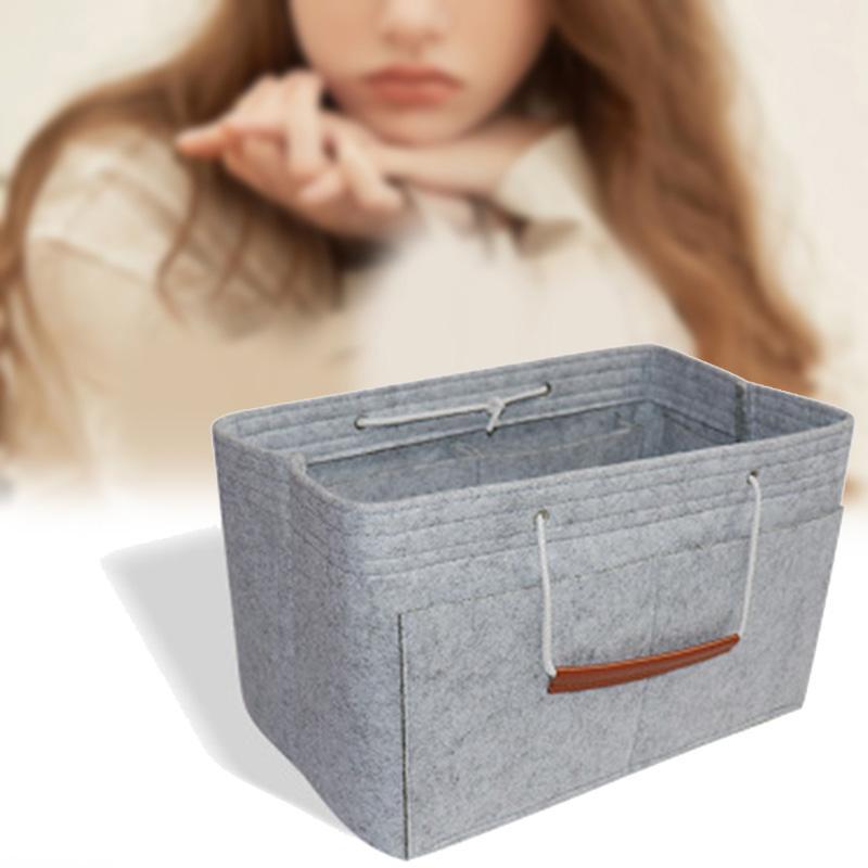 

Hot Selling Multi-Pockets Felt Handbag Portable Durability Purse Insert Organizer With Handles1, Red