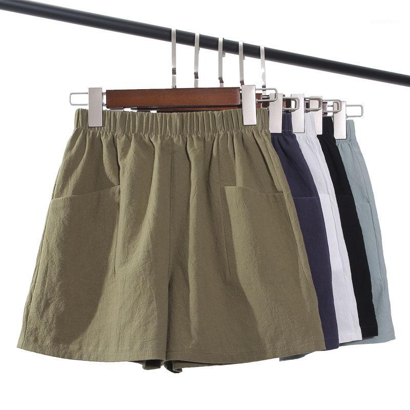 

2020 Casual Cotton Linen Shorts Women' Wear Large Size Loose High Waist Wide Leg Shorts Summer Cool Breathable Sport1, Black