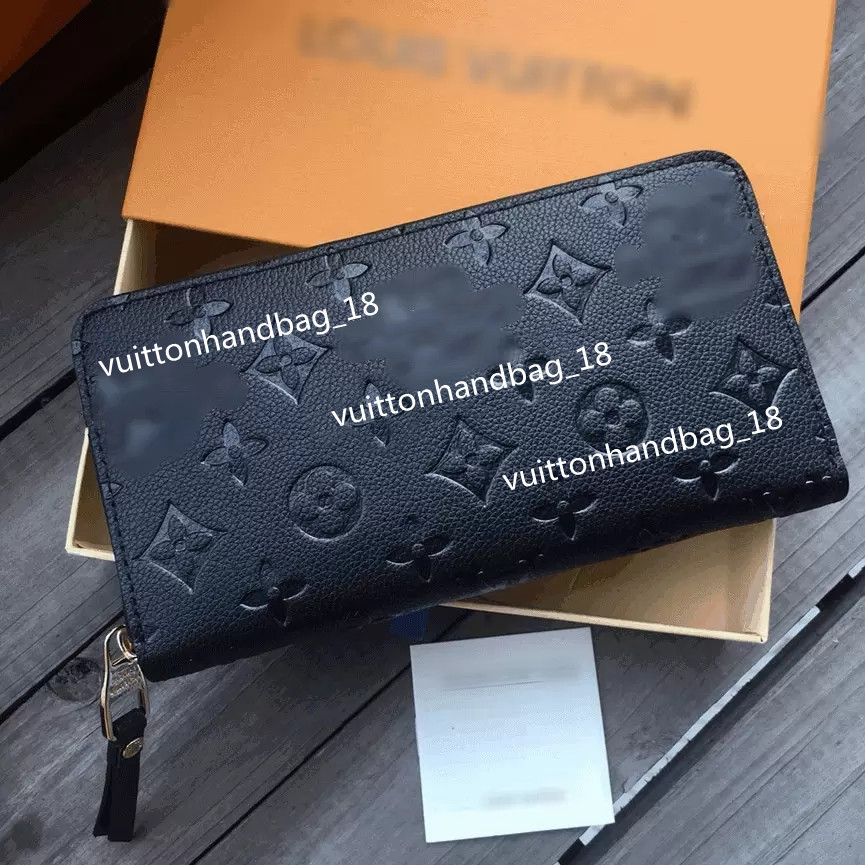 

Luxurys Designers Bags Women Leather Single Zipper Long Wallet Purse Card Holder Wallet Men Wallet Purse with Box Dust Bag, Red;black