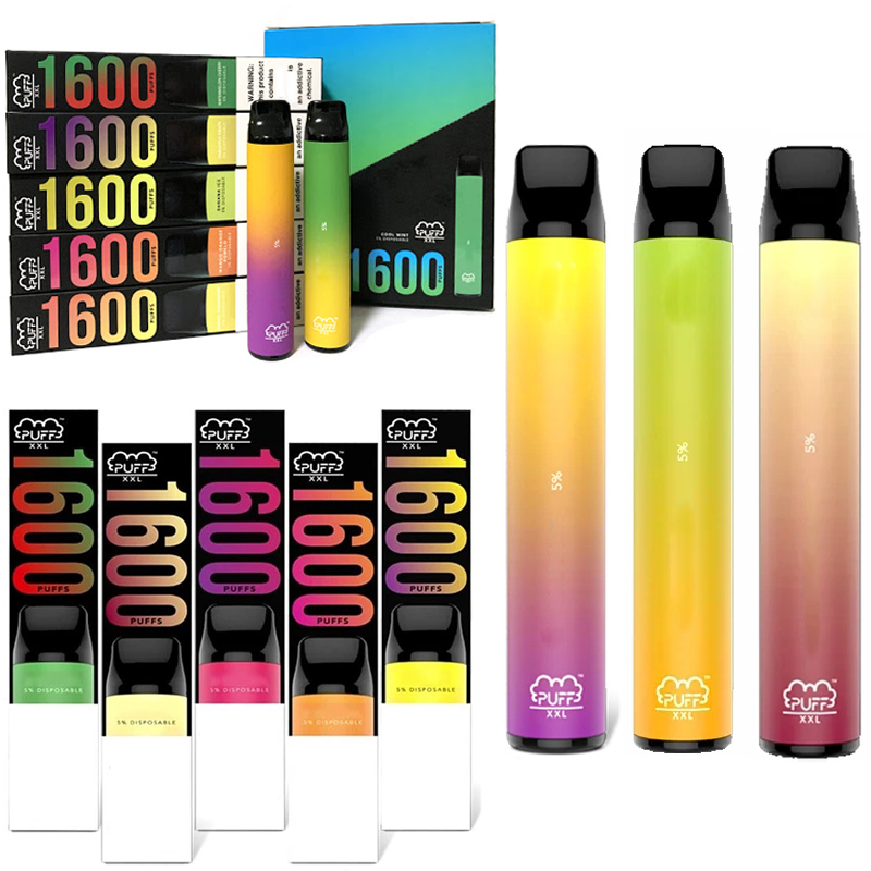 

Puff XXL Disposable Pods Device 5.0ml Vape Pen 1600 Puffs 5% Prefilled 10 Colors Portable Pen With Valid Security Code