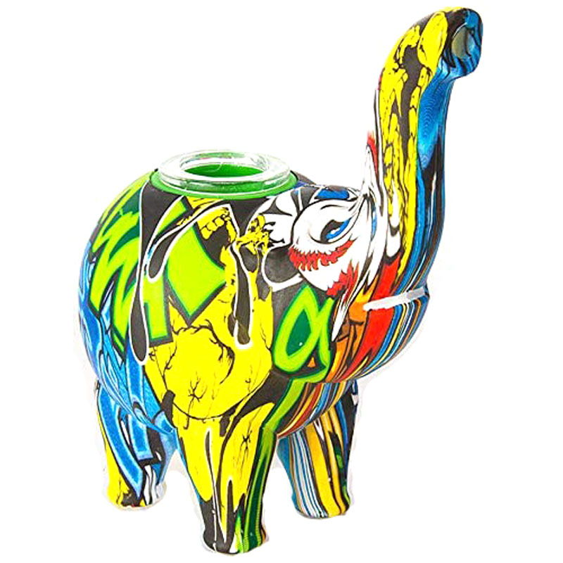 

4.5 inches Elephant Mini Smoking with printing silicone pipes Hand Pipe Dab Rigs for Wholesale